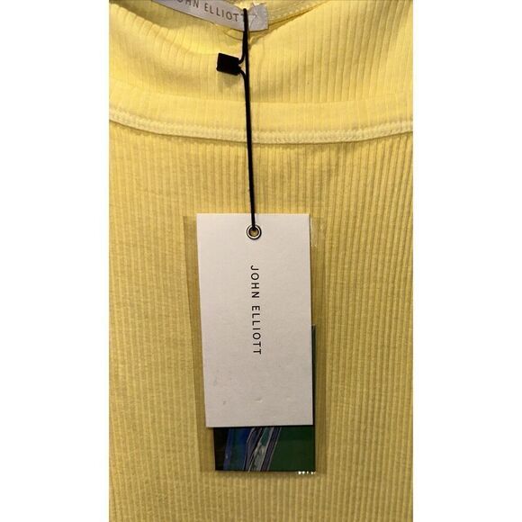 NWT JOHN ELLIOTT Pollen Yellow Cotton Rib Asymmetrical Cami Dress, Size 2 Medium - Picture 6 of 8